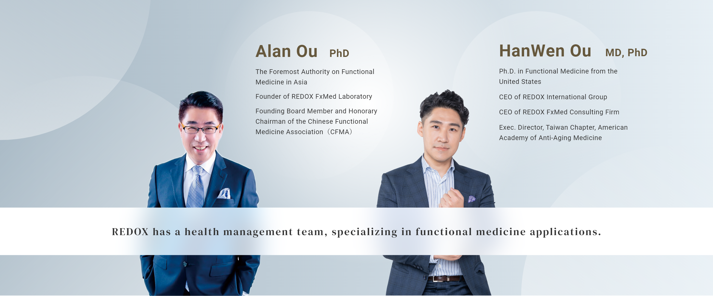 REDOX has a health management team, specializing in functional medicine applications.